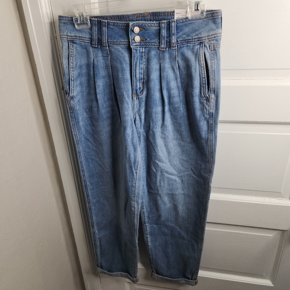 New Sonoma Pleated Front Relaxed Fit High Waisted Straight Leg Jeans 6